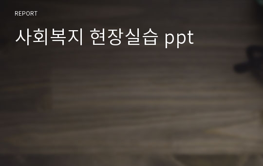 사회복지 현장실습 ppt