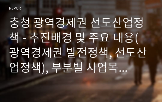 충청 광역경제권 선도산업정책 - 추진배경 및 주요 내용(광역경제권 발전정책, 선도산업정책), 부분별 사업목표 및 추진전략(의약바이오 산업, New IT 산업)