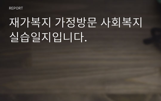 재가복지 가정방문 사회복지실습일지입니다.