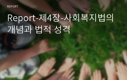 Report-제4장-사회복지법의 개념과 법적 성격