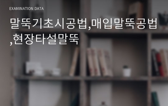 말뚝기초시공법,매입말뚝공법,현장타설말뚝