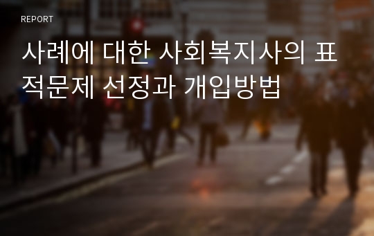 사례에 대한 사회복지사의 표적문제 선정과 개입방법