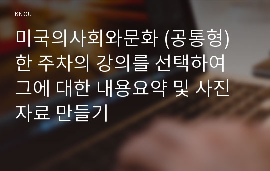 미국의사회와문화 (공통형) 한 주차의 강의를 선택하여 그에 대한 내용요약 및 사진자료 만들기