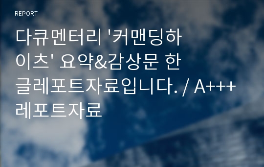 다큐멘터리 &#039;커맨딩하이츠&#039; 요약&amp;감상문 한글레포트자료입니다. / A+++레포트자료