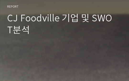 CJ Foodville 기업 및 SWOT분석