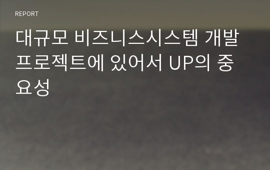 대규모 비즈니스시스템 개발 프로젝트에 있어서 UP의 중요성