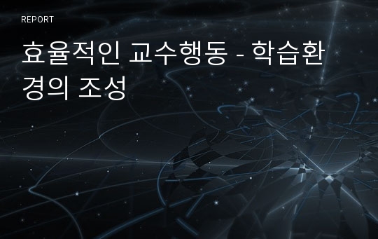 효율적인 교수행동 - 학습환경의 조성