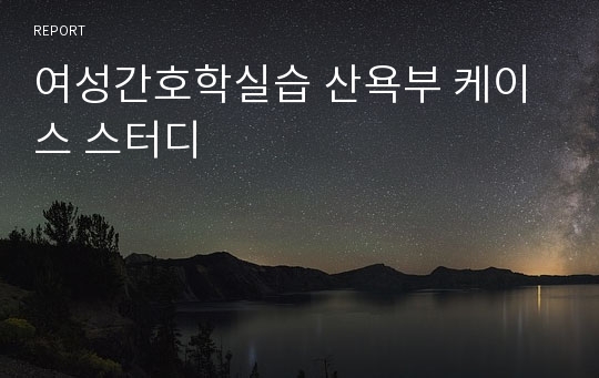 여성간호학실습 산욕부 케이스 스터디