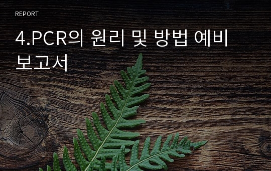 4.PCR의 원리 및 방법 예비보고서