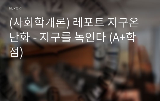 (사회학개론) 레포트 지구온난화 - 지구를 녹인다 (A+학점)