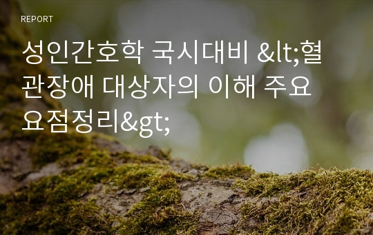 성인간호학 국시대비 &lt;혈관장애 대상자의 이해 주요 요점정리&gt;