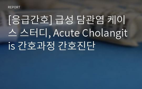 [응급간호] 급성 담관염 케이스 스터디, Acute Cholangitis 간호과정 간호진단