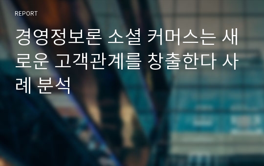 경영정보론 소셜 커머스는 새로운 고객관계를 창출한다 사례 분석