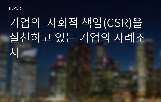 기업의  사회적 책임(CSR)을 실천하고 있는 기업의 사례조사