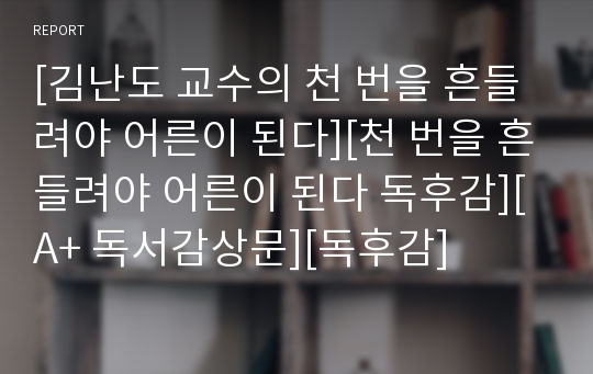 [김난도 교수의 천 번을 흔들려야 어른이 된다][천 번을 흔들려야 어른이 된다 독후감][A+ 독서감상문][독후감]