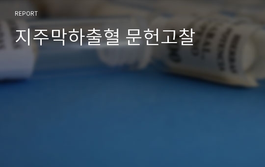 지주막하출혈 문헌고찰