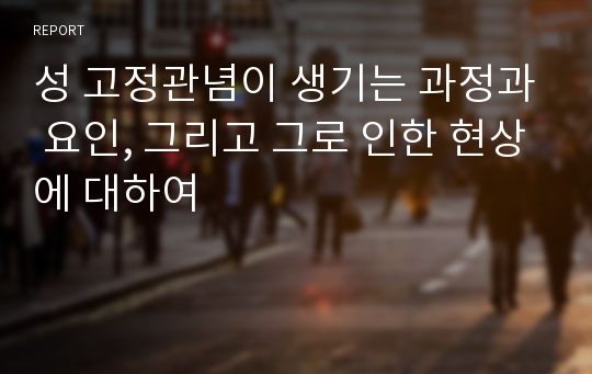 성 고정관념이 생기는 과정과 요인, 그리고 그로 인한 현상에 대하여