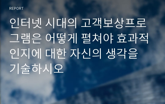 인터넷 시대의 고객보상프로그램은 어떻게 펼쳐야 효과적인지에 대한 자신의 생각을 기술하시오