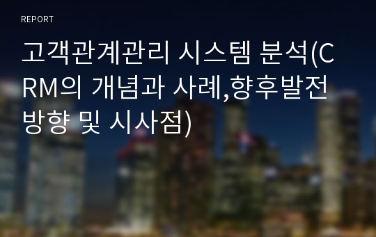 고객관계관리 시스템 분석(CRM의 개념과 사례,향후발전방향 및 시사점)