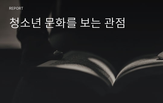 청소년 문화를 보는 관점