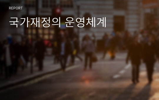 국가재정의 운영체계