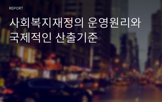 사회복지재정의 운영원리와 국제적인 산출기준