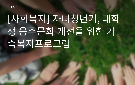 [사회복지] 자녀청년기, 대학생 음주문화 개선을 위한 가족복지프로그램