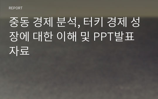 중동 경제 분석, 터키 경제 성장에 대한 이해 및 PPT발표자료