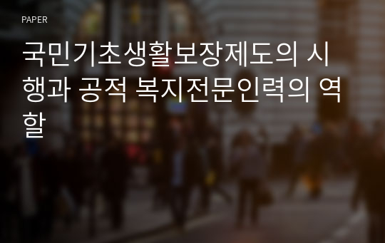 국민기초생활보장제도의 시행과 공적 복지전문인력의 역할 