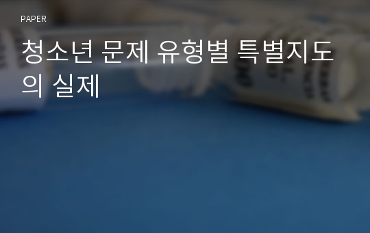 청소년 문제 유형별 특별지도의 실제