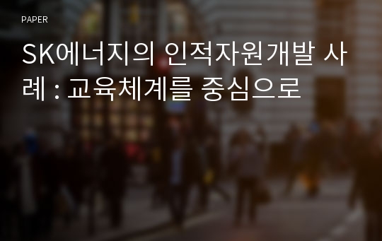 SK에너지의 인적자원개발 사례 : 교육체계를 중심으로