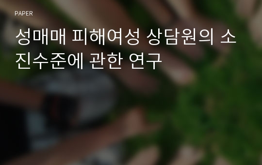 성매매 피해여성 상담원의 소진수준에 관한 연구