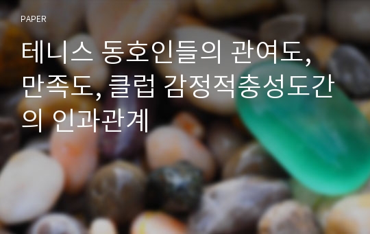 테니스 동호인들의 관여도, 만족도, 클럽 감정적충성도간의 인과관계