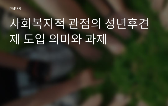 사회복지적 관점의 성년후견제 도입 의미와 과제