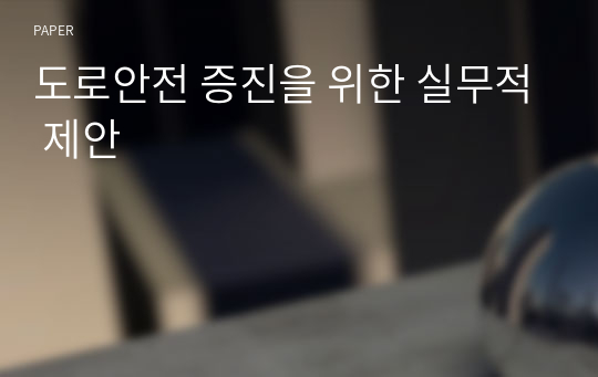 도로안전 증진을 위한 실무적 제안