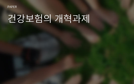 건강보험의 개혁과제