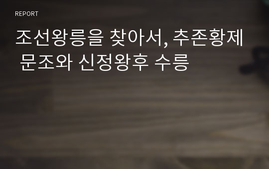 조선왕릉을 찾아서, 추존황제 문조와 신정왕후 수릉