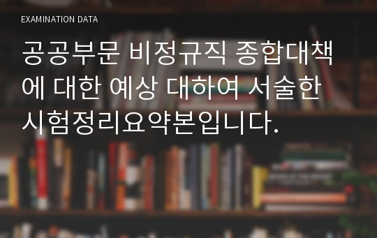 공공부문 비정규직 종합대책에 대한 예상 대하여 서술한 시험정리요약본입니다.