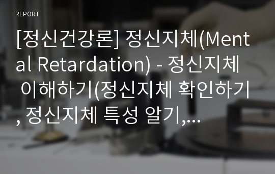 [정신건강론] 정신지체(Mental Retardation) - 정신지체 이해하기(정신지체 확인하기, 정신지체 특성 알기, 정신지체 원인 알기), 정신지체아 도와주기