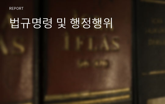 법규명령 및 행정행위