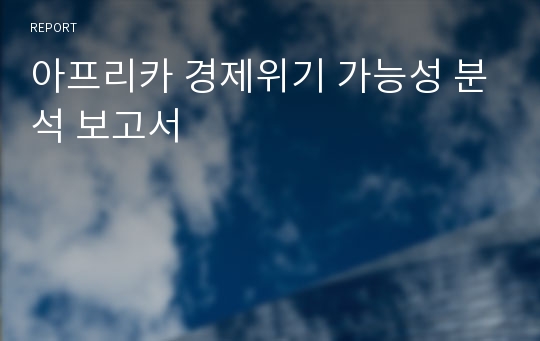 아프리카 경제위기 가능성 분석 보고서