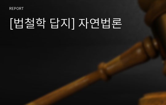 [법철학 답지] 자연법론