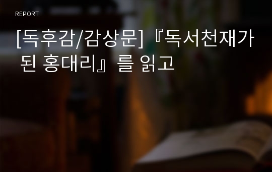 [독후감/감상문]『독서천재가 된 홍대리』를 읽고