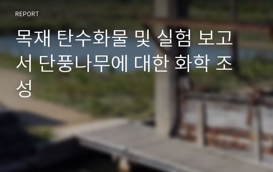 목재 탄수화물 및 실험 보고서 단풍나무에 대한 화학 조성