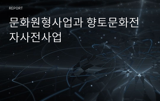 문화원형사업과 향토문화전자사전사업