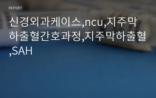 신경외과케이스,ncu,지주막하출혈간호과정,지주막하출혈,SAH