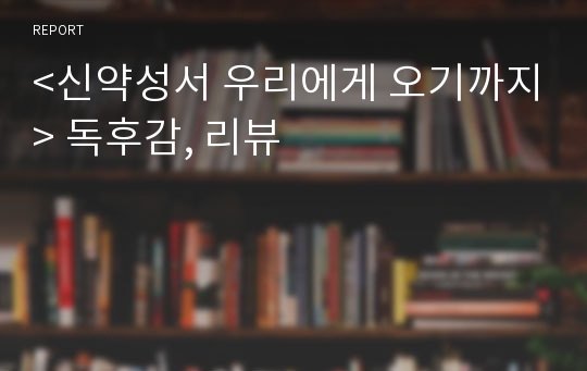 &lt;신약성서 우리에게 오기까지&gt; 독후감, 리뷰