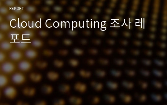 Cloud Computing 조사 레포트