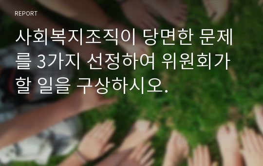 사회복지조직이 당면한 문제를 3가지 선정하여 위원회가 할 일을 구상하시오.