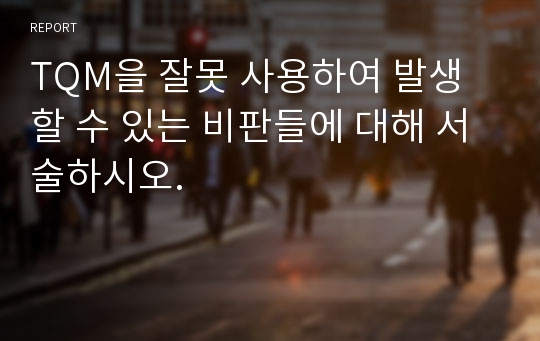 TQM을 잘못 사용하여 발생할 수 있는 비판들에 대해 서술하시오.